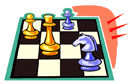 Chess pieces on a board