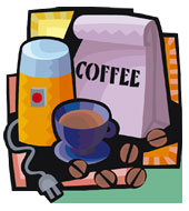 Coffee, grinder, and cup