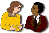 Two employees having a discussion