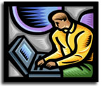 Man researching at computer