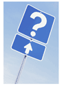 Question-mark on a road sign
