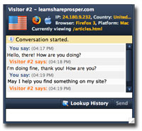 Woopra chat window