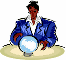 Woman consulting a crystal ball