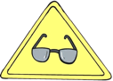 Alert symbol with glasses
