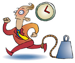 Man tied to a heavy weight racing the clock