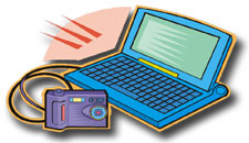 Digital camera downloading to hard drive
