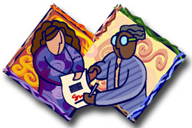 Two business people signing an agreement