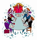 Meeting of several project managers