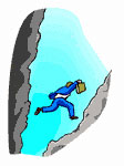 Man leaping across a chasm