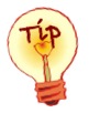 Light bulb with a "tip" label